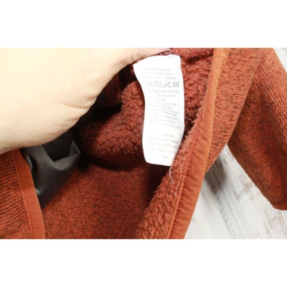 LL Bean Sweater Fleece Pullover Orange Size Medium - Picture 5 of 9